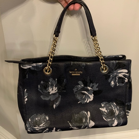 Kate Spade New York Meena Briar Night Rose Satchel Handbag GUC Navy Multi Color - Picture 3 of 15